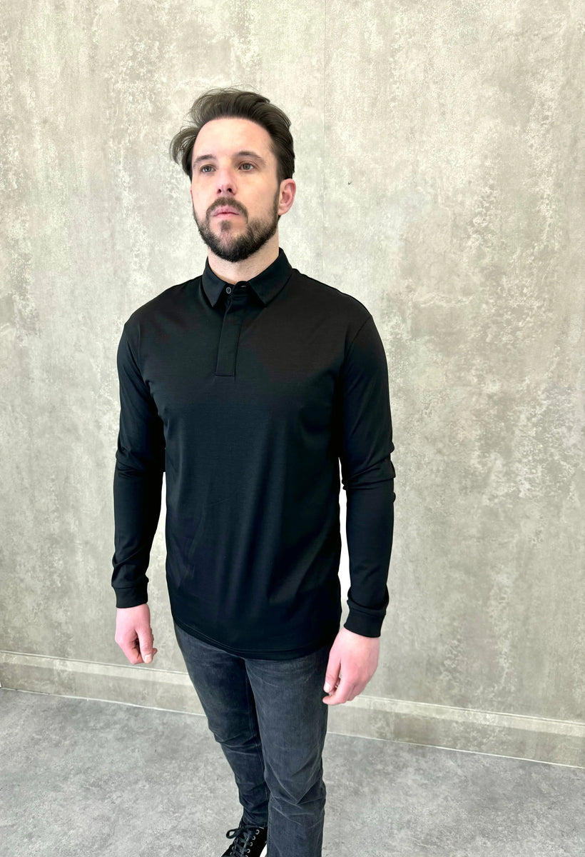 Luxury Long Sleeved Polo Black Tribal Society